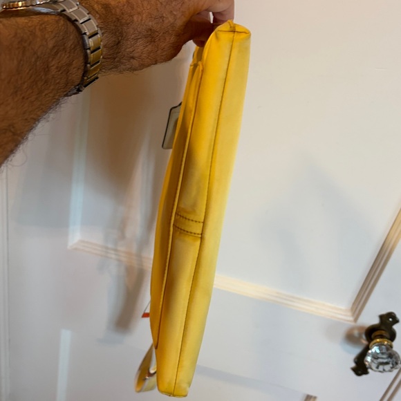 Coach Hampton Weekend Swing Crossbody Purse in Sunny Yellow Satin Fabric - Picture 10 of 14